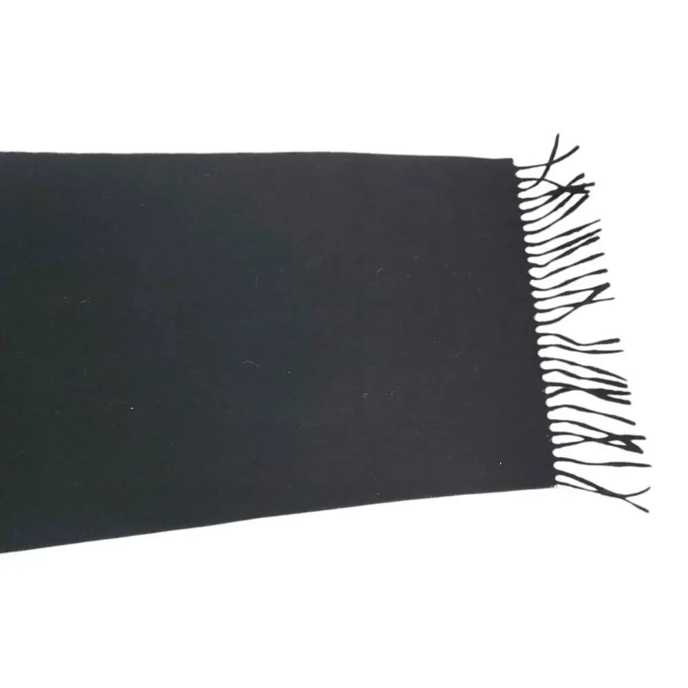 Vintage Christian Dior Monsieur Black Scarf Cashmaire Fringed Winter Japan